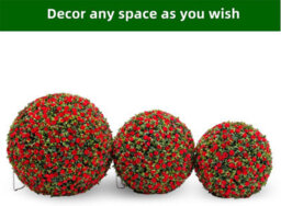 London Boutique Red Set Of 2 45 Cm Artificial Topiary Balls, Faux Rose Plant Spheres, Hanging Chains, Indoor Outdoor Garden Décor - thumbnail 7
