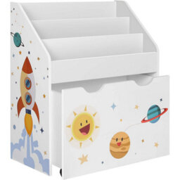 Songmics Toy Organiser, Bookshelf With 3 Shelves, Removable Storage Box With Wheels, Multipurpose, For Play Room - thumbnail 3