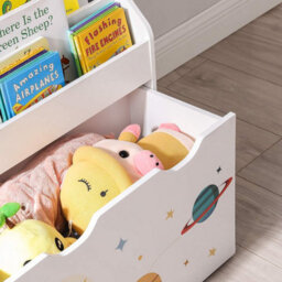 Songmics Toy Organiser, Bookshelf With 3 Shelves, Removable Storage Box With Wheels, Multipurpose, For Play Room - thumbnail 5