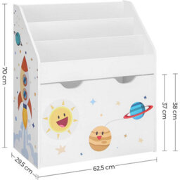 Songmics Toy Organiser, Bookshelf With 3 Shelves, Removable Storage Box With Wheels, Multipurpose, For Play Room - thumbnail 9