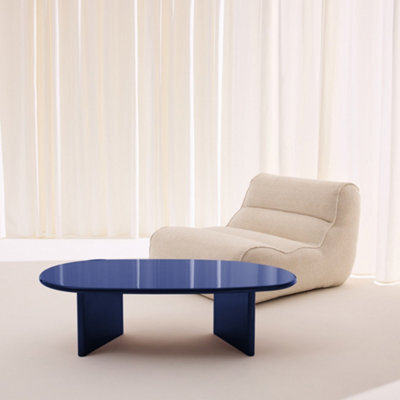 Sweeek - Oval Coffee Table With Glossy Finish Blue 120X60X35 Cm - Rumi - image 1