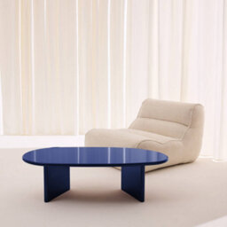 Sweeek - Oval Coffee Table With Glossy Finish Blue 120X60X35 Cm - Rumi - thumbnail 4