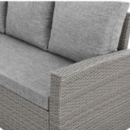 EVRE Marilyn 9 Seater Rattan Garden Furniture Set Corner Sofa With Glass Table & Footstool Mountain Grey - thumbnail 7