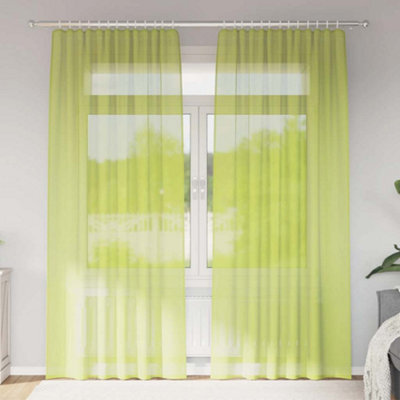 Berkfield Voile Curtains With Rod Pockets 2 Pcs Apple Green - image 1