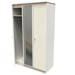 Albert Triple Mirror Wardrobe In Cream Ash & Oak (Ready Assembled) - thumbnail 5