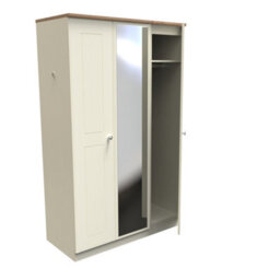 Albert Triple Mirror Wardrobe In Cream Ash & Oak (Ready Assembled) - thumbnail 6