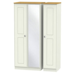 Albert Triple Mirror Wardrobe In Cream Ash & Oak (Ready Assembled) - thumbnail 7