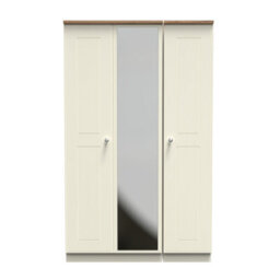 Albert Triple Mirror Wardrobe In Cream Ash & Oak (Ready Assembled)