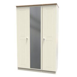 Albert Triple Mirror Wardrobe In Cream Ash & Oak (Ready Assembled) - thumbnail 3