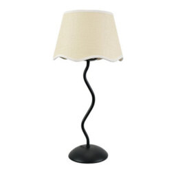 Valuelights Wiggle Black Metal Stem Table Lamp With Linen Scallop White Trim Tapered Lamp Shade And Led Bulb - thumbnail 2