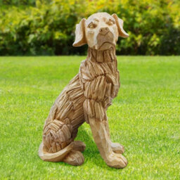 Carved Large Dog Garden Ornament Resin Statue - thumbnail 1