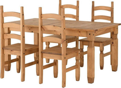 Seconique Corona 4 Chair Extending Dining Set In Distressed Waxed Pine Finish - image 1
