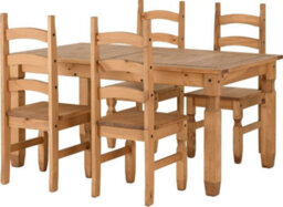 Seconique Corona 4 Chair Extending Dining Set In Distressed Waxed Pine Finish - thumbnail 1