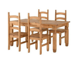 Seconique Corona 4 Chair Extending Dining Set In Distressed Waxed Pine Finish - thumbnail 2
