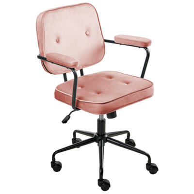 Beliani  Desk Chair Pawnee Velvet Pink - image 1