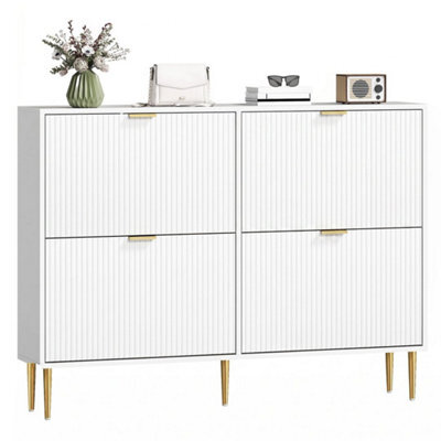 White-4 Drawers Narrow Shoe Cabinet With Drawers And Adjustable Shelves - image 1