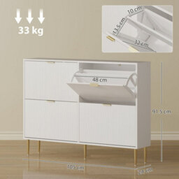 White-4 Drawers Narrow Shoe Cabinet With Drawers And Adjustable Shelves - thumbnail 2
