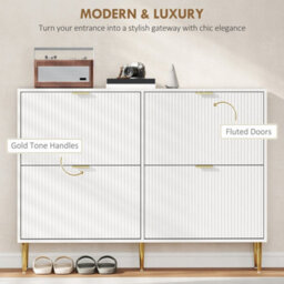 White-4 Drawers Narrow Shoe Cabinet With Drawers And Adjustable Shelves - thumbnail 3