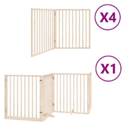 Walplus Wood Dog Gate With Door Foldable 12 Panels 960 Cm Poplar Wood - thumbnail 2