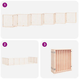 Walplus Wood Dog Gate With Door Foldable 12 Panels 960 Cm Poplar Wood - thumbnail 6