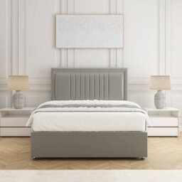 Bsspoke Canes Divan Bed In Silver Plush Velvet 24Inch Headboard 2 Drawers Same Side & No Mattress In Double King 3Ft 4Ft 6Ft - thumbnail 3
