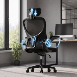 JAJALUYA Office Chair - Ergonomic Desk Chair With Lumbar Support Headrest Adjustable - thumbnail 1