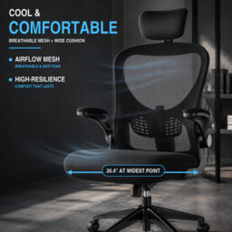 JAJALUYA Office Chair - Ergonomic Desk Chair With Lumbar Support Headrest Adjustable - thumbnail 4