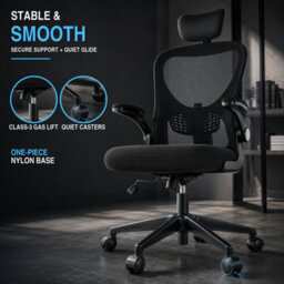 JAJALUYA Office Chair - Ergonomic Desk Chair With Lumbar Support Headrest Adjustable - thumbnail 6
