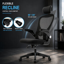 JAJALUYA Office Chair - Ergonomic Desk Chair With Lumbar Support Headrest Adjustable - thumbnail 5