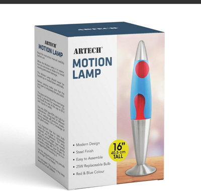 Trendi 16 Inch Motion Lava Lamp Aluminium Base Relaxation Mood Light Red Wax Blue Liquid - image 1