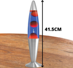 Trendi 16 Inch Motion Lava Lamp Aluminium Base Relaxation Mood Light Red Wax Blue Liquid - thumbnail 2