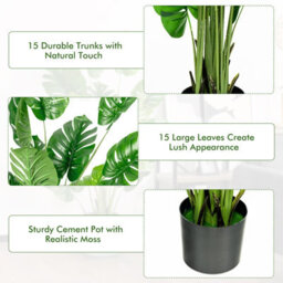 Costway 2 Pcs 152Cm Artificial Monstera Deliciosa Plant Faux Evergreen Tree W/ Cement Pot Home - thumbnail 9