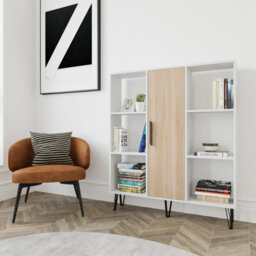 Decorotika Peoria 6 Shelves And A  Cabinet Bookcase White & Oak - thumbnail 2