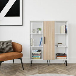 Decorotika Peoria 6 Shelves And A  Cabinet Bookcase White & Oak