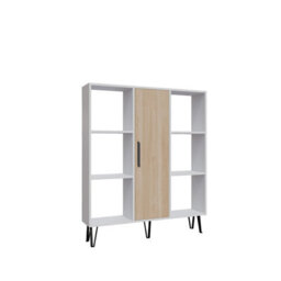 Decorotika Peoria 6 Shelves And A  Cabinet Bookcase White & Oak - thumbnail 3