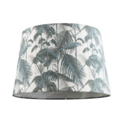 Happy Homewares Modern Green Palm Trees Linen Fabric Drum Lamp Shade With Cotton Inner - thumbnail 1