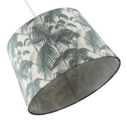 Happy Homewares Modern Green Palm Trees Linen Fabric Drum Lamp Shade With Cotton Inner - thumbnail 5