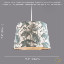 Happy Homewares Modern Green Palm Trees Linen Fabric Drum Lamp Shade With Cotton Inner - thumbnail 6