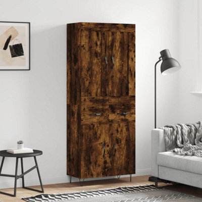 Berkfield Highboard Smoked Oak 69.5X34X180 Cm Engineered Wood - image 1