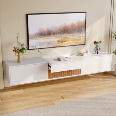 Btm Modern Tv Stand 180X34X30Cm, Low Profile Tv Cabinet With Projector Shelf, Minimalist Living Room Media Unit - image 1