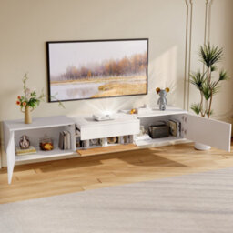 Btm Modern Tv Stand 180X34X30Cm, Low Profile Tv Cabinet With Projector Shelf, Minimalist Living Room Media Unit - thumbnail 2