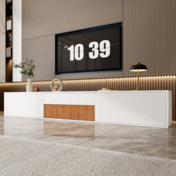 Btm Modern Tv Stand 180X34X30Cm, Low Profile Tv Cabinet With Projector Shelf, Minimalist Living Room Media Unit - thumbnail 8