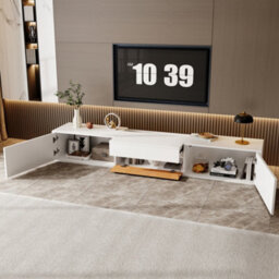 Btm Modern Tv Stand 180X34X30Cm, Low Profile Tv Cabinet With Projector Shelf, Minimalist Living Room Media Unit - thumbnail 6