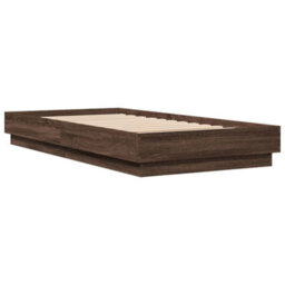 Berkfield Bed Frame Without Mattress Brown Oak 75X190 Cm Small Single Engineered Wood - thumbnail 3