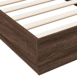 Berkfield Bed Frame Without Mattress Brown Oak 75X190 Cm Small Single Engineered Wood - thumbnail 7