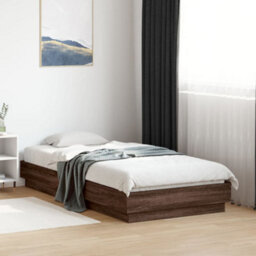 Berkfield Bed Frame Without Mattress Brown Oak 75X190 Cm Small Single Engineered Wood - thumbnail 1