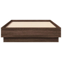 Berkfield Bed Frame Without Mattress Brown Oak 75X190 Cm Small Single Engineered Wood - thumbnail 4