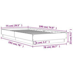Berkfield Bed Frame Without Mattress Brown Oak 75X190 Cm Small Single Engineered Wood - thumbnail 9