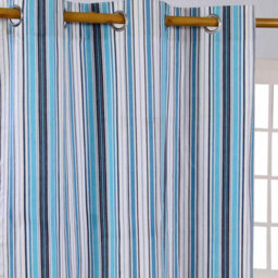 Homescapes New England Stripes Ready Made Blue Curtain Pair, 137 X 228 Cm Drop - thumbnail 2