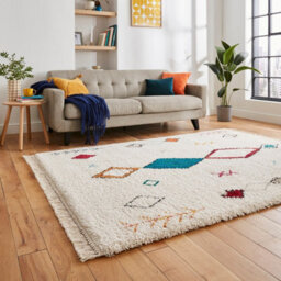 Multicolor Geometric Kilim Modern Shaggy Moroccan Easy To Clean Rug For Bedroom & Living Room-120Cm X 170Cm - thumbnail 2